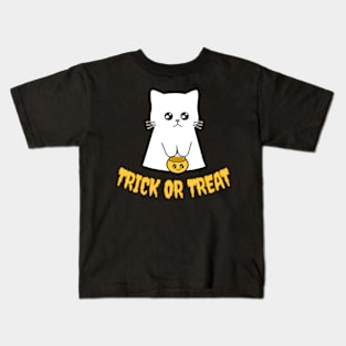 Ghost kitten trick or treat Kids T-Shirt